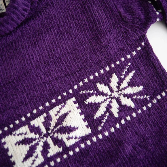 Vintage Separates Scene Purple Turtle Neck Knit Sweater w Snowflake Design L - Picture 7 of 11